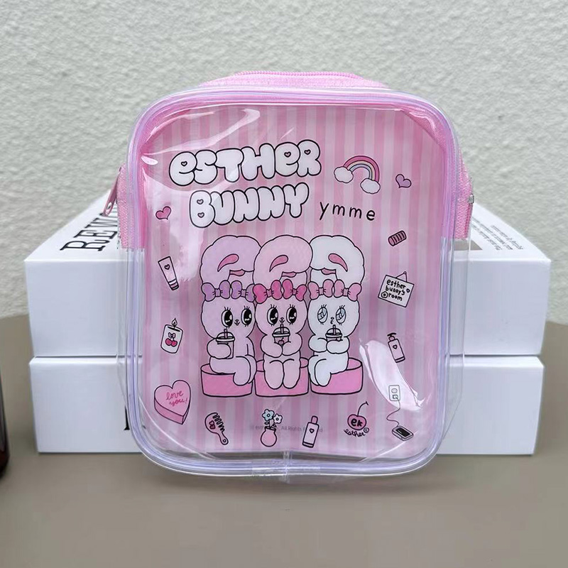 Travel Accessories Toiletry Bag - 귀여운 에스더 버니 투명 메이크업 가방