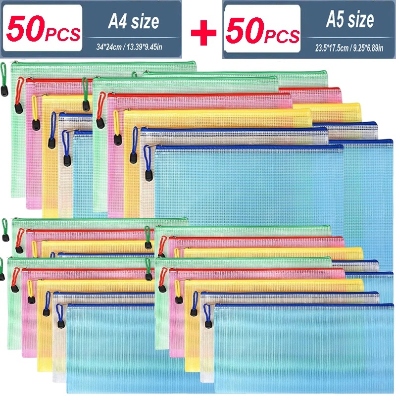Reusable Zip Bag - 5/20/50/100PC 문구류 보관 가방 폴더 파일