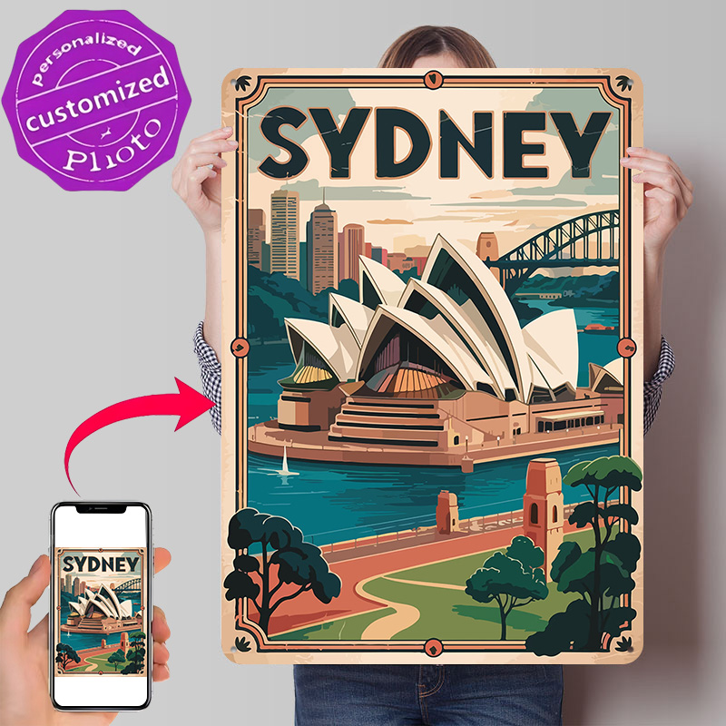 시드니 여행 3D 질감 인쇄 포스터 맞춤형 빈티지 금속 - Travel Accessories Sydney 리뷰 및 가격