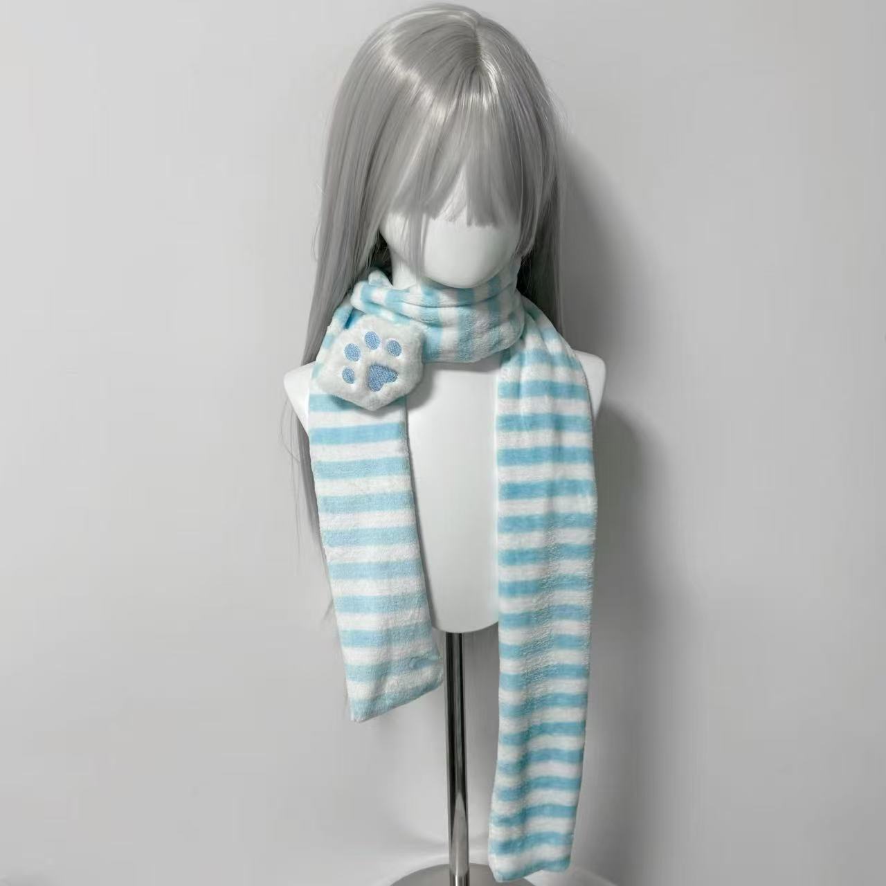 귀여운 니트 스카프 고양이 발 장식 스트라이프 스카프  - Travel Accessories Cute 리뷰 및 가격