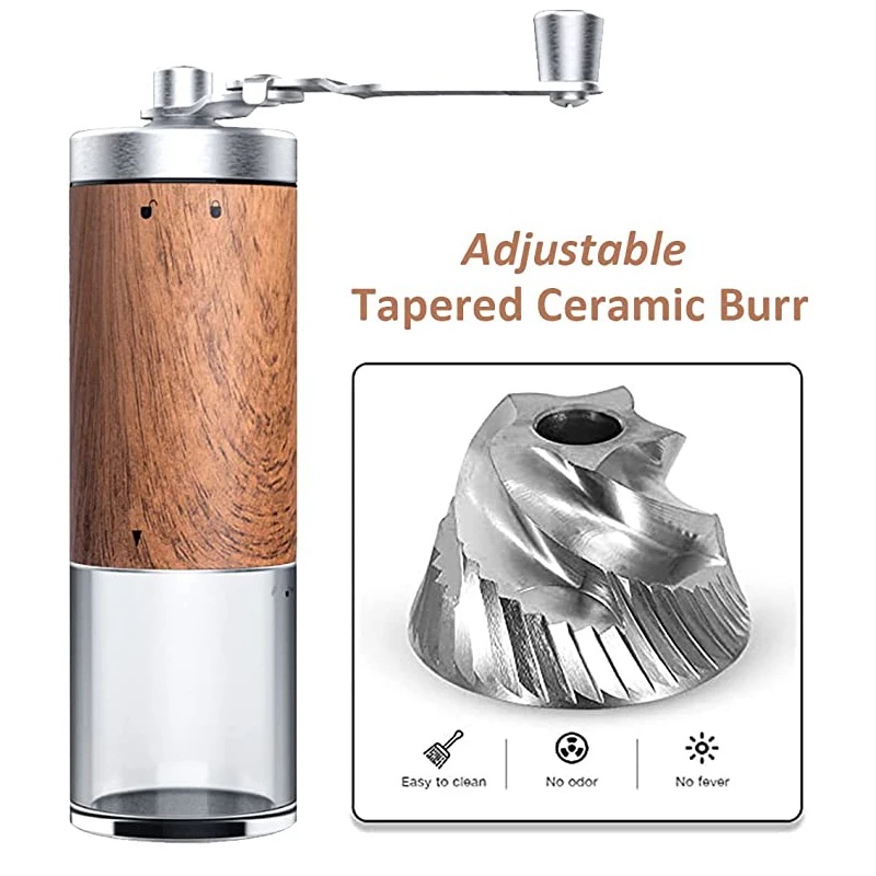 휴대용 나무결 수동 커피 그라인더, 스테인리스 스틸 크 - Travel Kitchen Accessories 리뷰 및 가격
