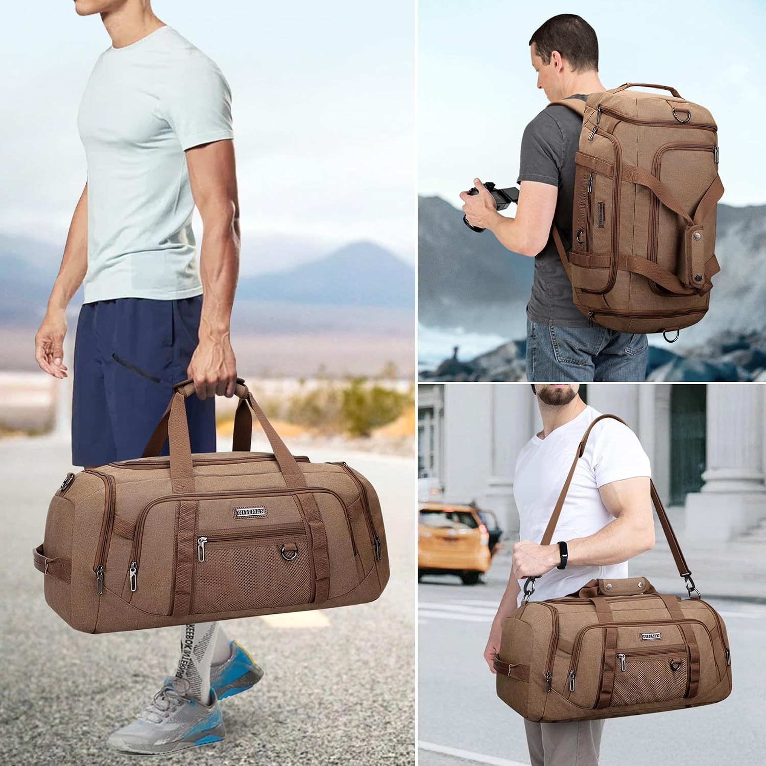 남성용 캔버스 더플백 3 in 1 변형 백팩 45L 여 - Shoe Bag Travel 리뷰 및 가격