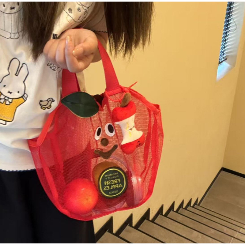 귀여운 애플 메쉬 핸드백 틈새 시장 과일 모양의 숄더백 - Travel Accessories Toiletry Bag 리뷰 및 가격