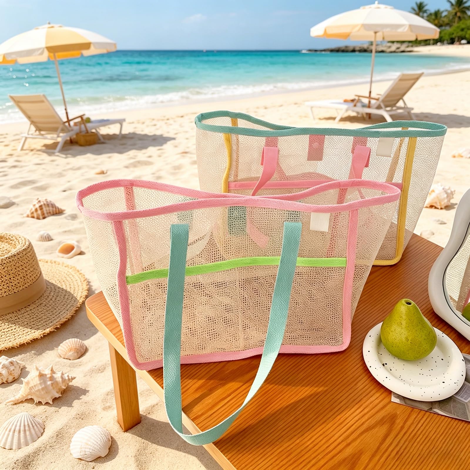 여성용 비치백, 화려한 접이식 그물망 모래 가방, 여행 - Travel Accessories Store 리뷰 및 가격