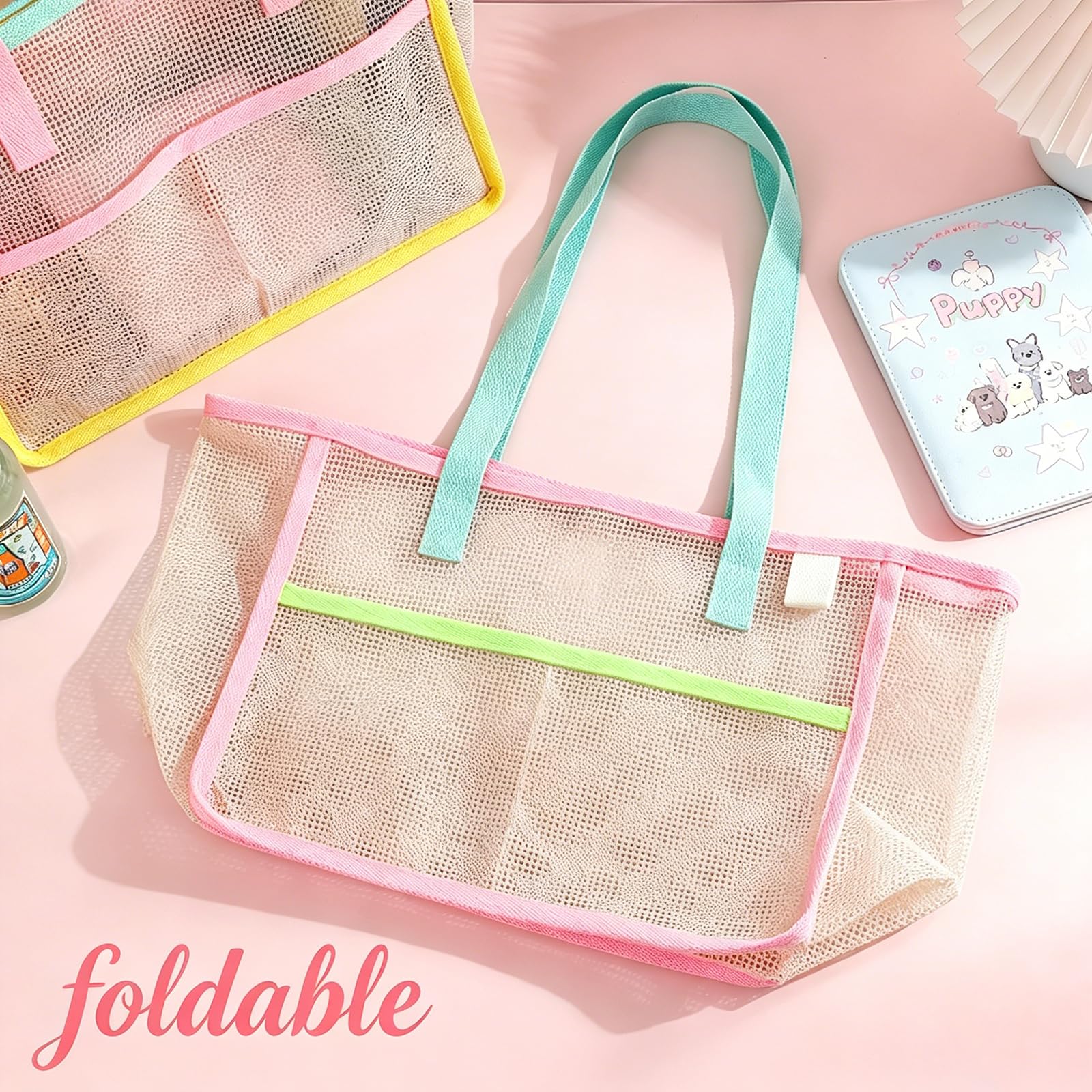 여성용 비치백, 화려한 접이식 그물망 모래 가방, 여행 - Travel Accessories Store 리뷰 및 가격