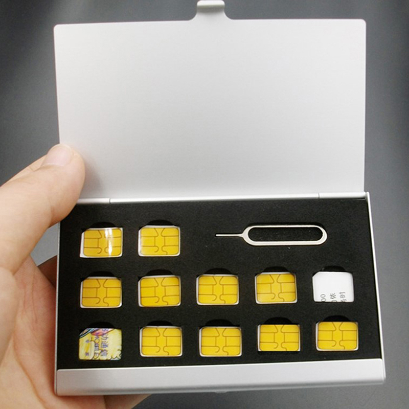 새로운 12슬롯 나노+1슬롯 카드핀 알루미늄 휴대용 S - Sim Card Holder Case 리뷰 및 가격