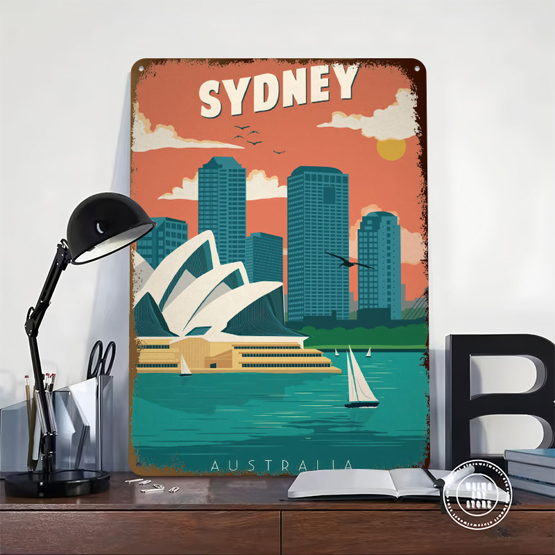 시드니 여행 포스터 맞춤형 빈티지 금속 간판 벽 예술  - Travel Accessories Sydney 리뷰 및 가격