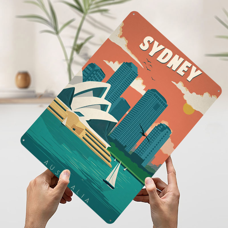 시드니 여행 포스터 맞춤형 빈티지 금속 간판 벽 예술  - Travel Accessories Sydney 리뷰 및 가격